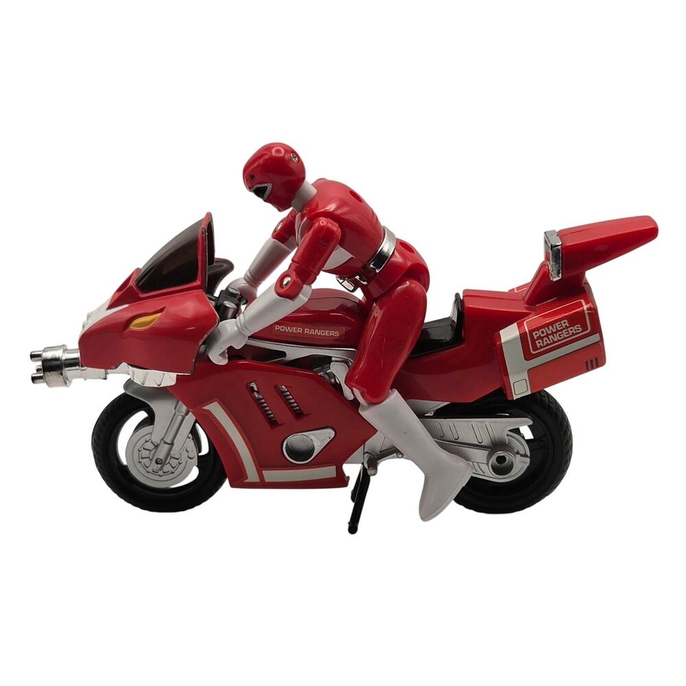 Bandai 1993 Red Power Ranger With Motorcycle With Kickstand Excellent Condition